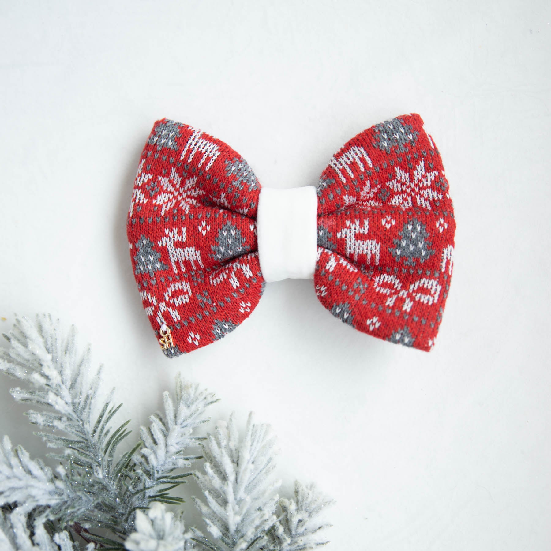 Holly Jolly Knit Dog Bow Tie