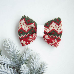 Christmas Lane Knit Dog Bow Tie