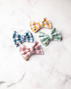 Ocean Gingham Dog Bow Tie