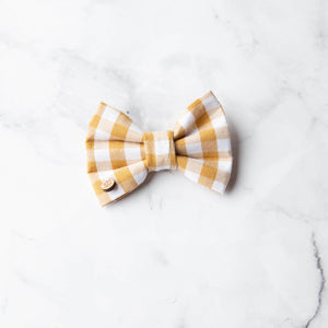 Honey Gingham Dog Bow Tie