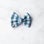 Load image into Gallery viewer, Ocean Gingham Dog Bow Tie
