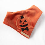 Load image into Gallery viewer, Jack-o'-lantern Velvet Glow in the Dark Halloween Dog Bandana
