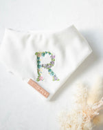 Load image into Gallery viewer, Personalised Floral Letter Velvet Bunny Ears Dog Bandana
